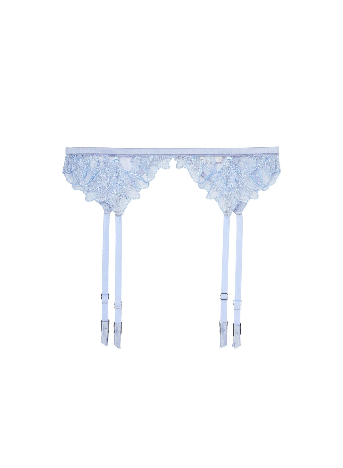 Light Blue Lily Embroidery Garter Belt - Fleur du Mal