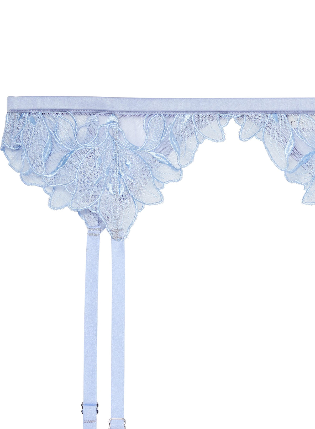 Light Blue Lily Embroidery Garter Belt - Fleur du Mal