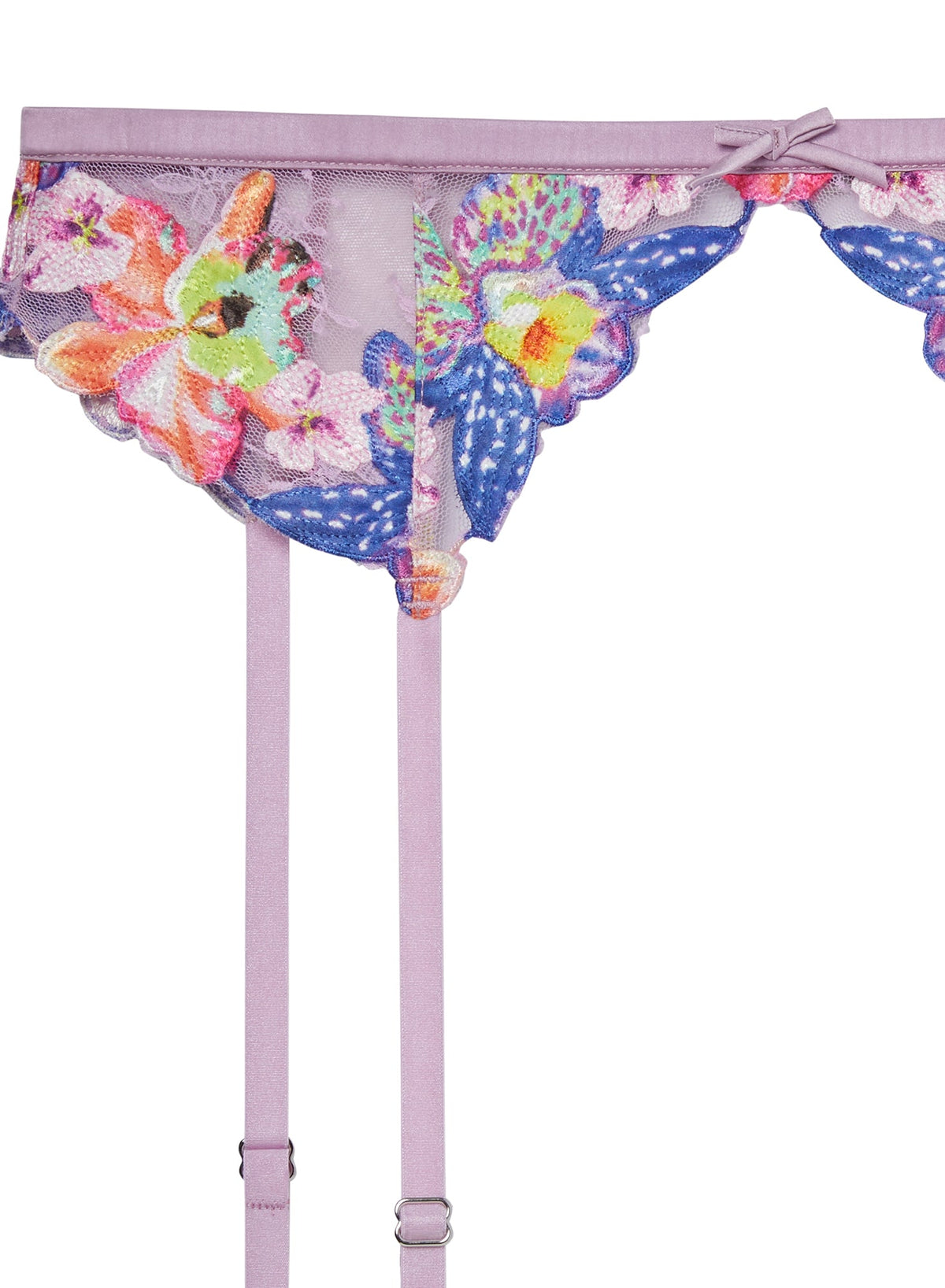 Lilac Orchid Embroidery Garter - Fleur du Mal