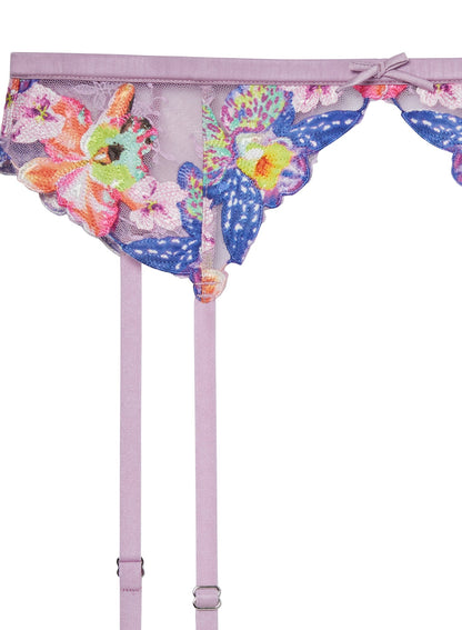 Lilac Orchid Embroidery Garter - Fleur du Mal