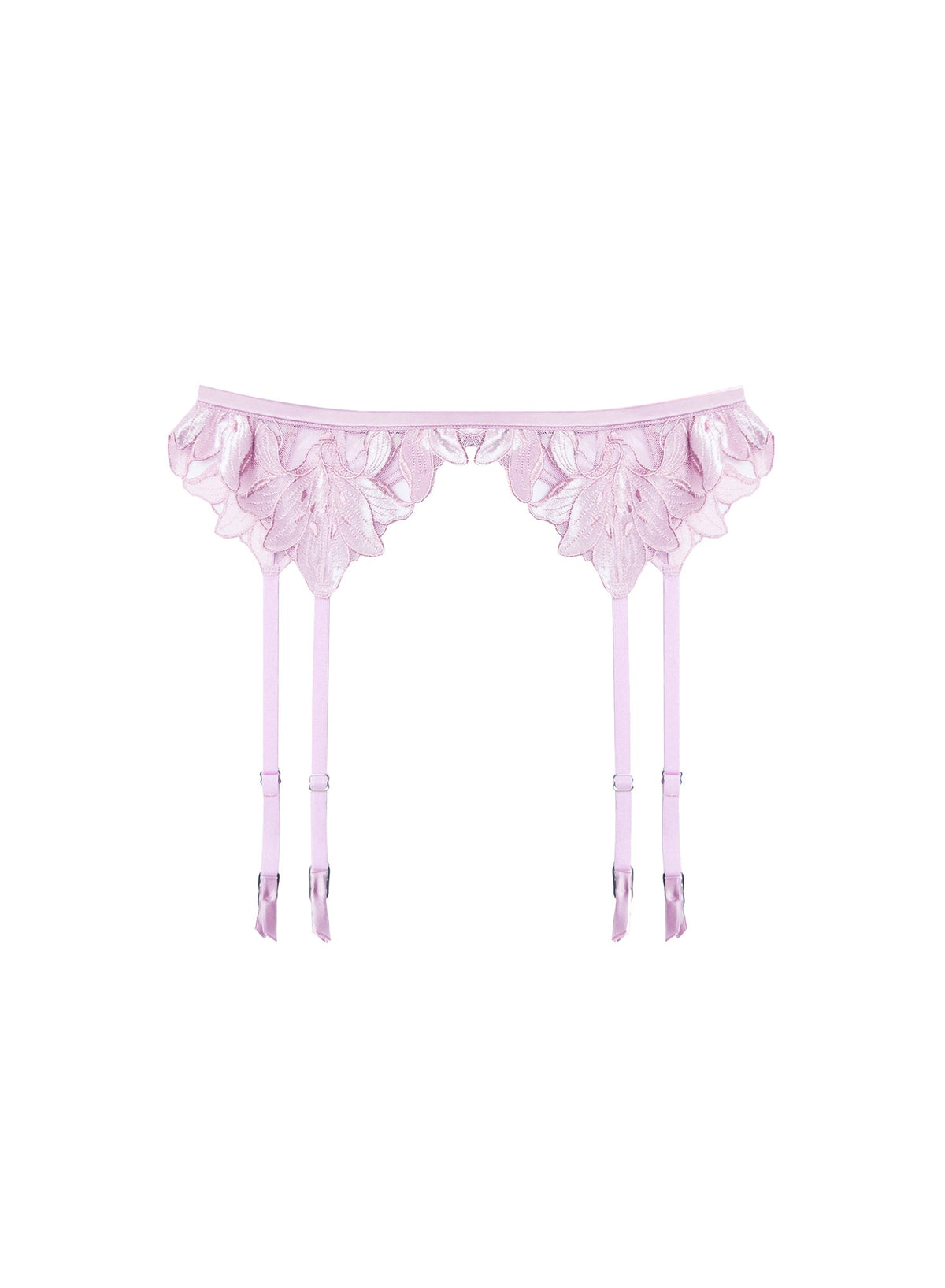 Light Pink Lily Embroidery Garter Belt - Fleur du Mal