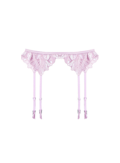 Light Pink Lily Embroidery Garter Belt - Fleur du Mal