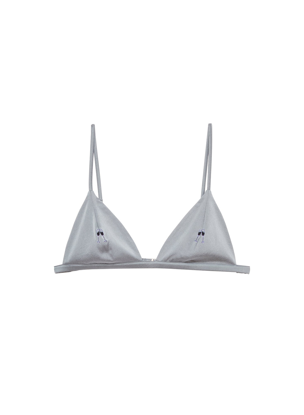Silver Champagne Embroidered Luxe Triangle Bra - Fleur du Mal