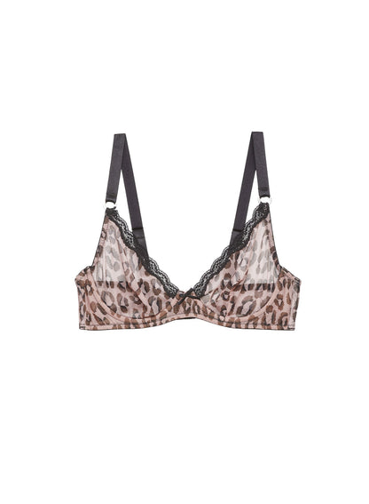Leopard Print Sheer Tulle Demi Bra - Fleur du Mal