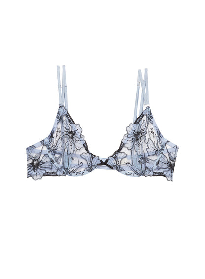 Crystal Blue Harper Embroidery Demi Bra - Fleur du Mal
