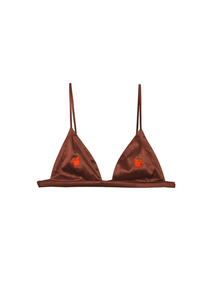 Cocoa Negroni Embroidered Luxe Triangle Bra - Fleur du Mal