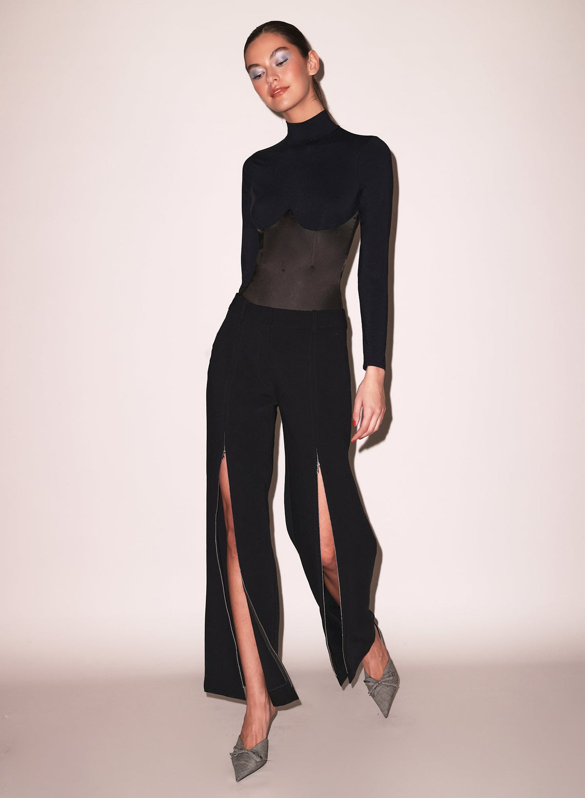 Black Mock Neck Long Sleeve Bodysuit - Fleur du Mal