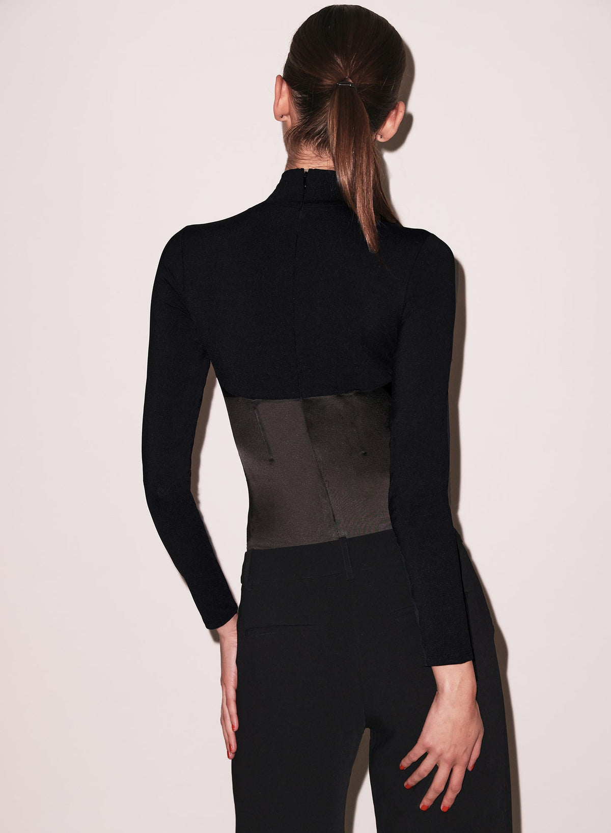 Black Mock Neck Long Sleeve Bodysuit - Fleur du Mal