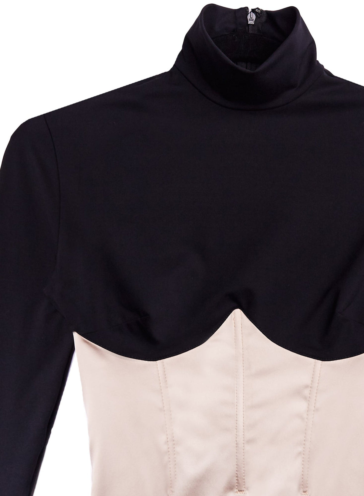 Black Bone Mock Neck Long Sleeve Bodysuit - Fleur du Mal