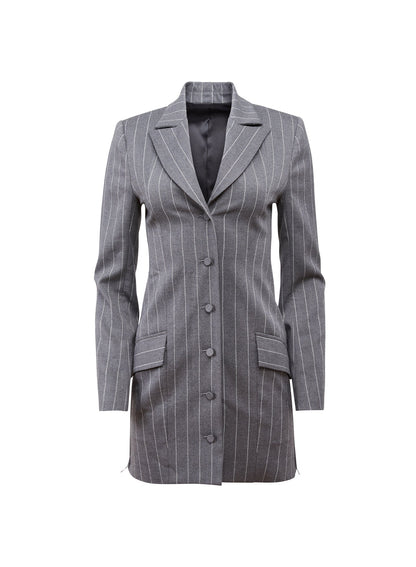 Dark Grey Pinstripe Maxwell Blazer Dress - Fleur du Mal