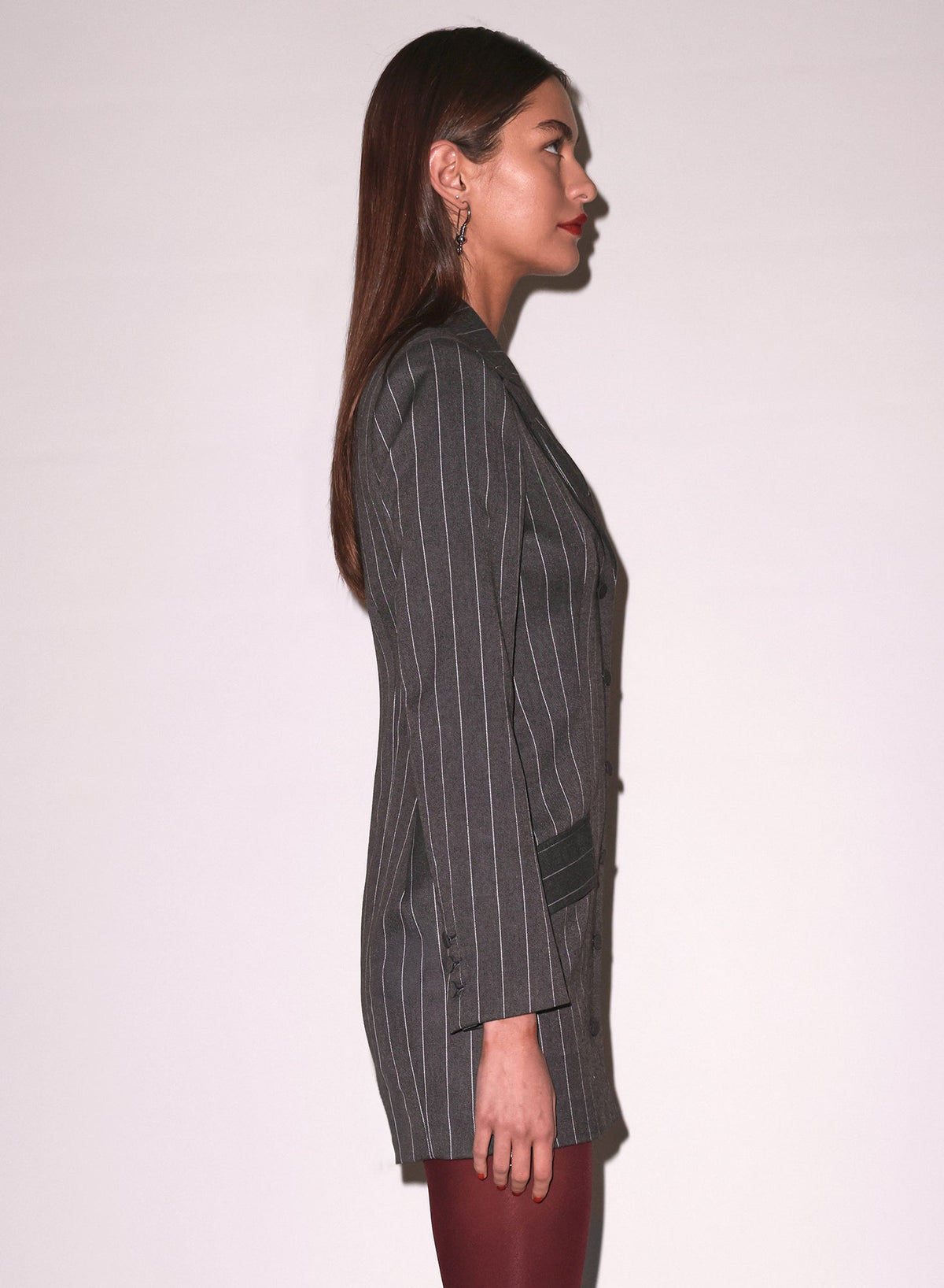 Dark Grey Pinstripe Maxwell Blazer Dress - Fleur du Mal