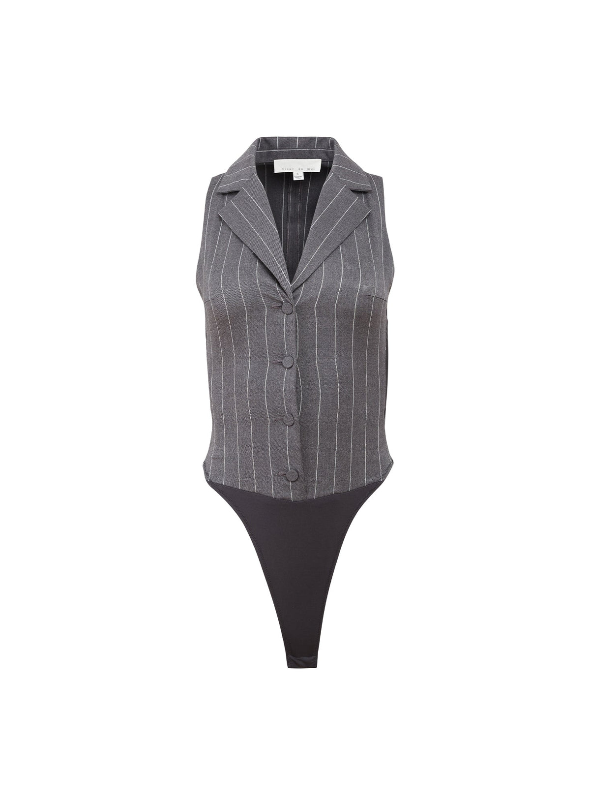 Dark Grey Pinstripe Maxwell Vest Bodysuit - Fleur du Mal
