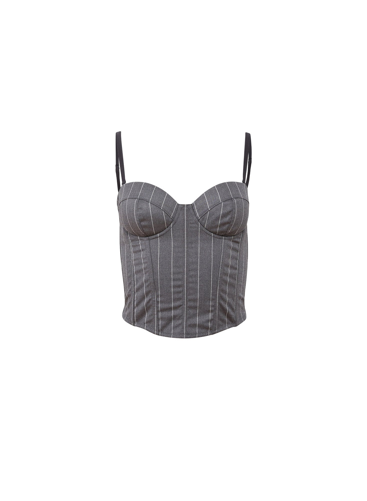 Dark Grey Pinstripe Maxwell Bustier - Fleur du Mal
