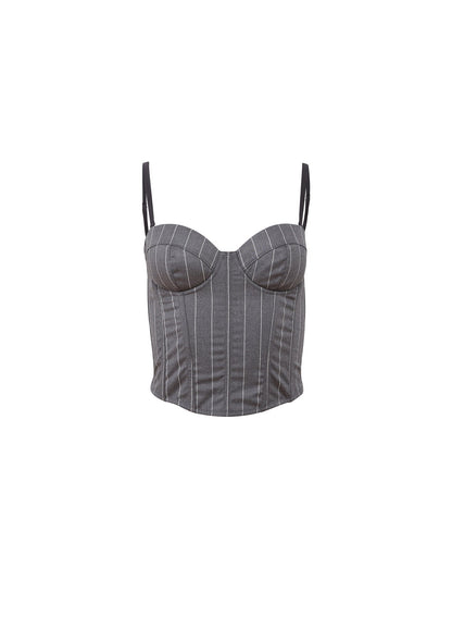 Dark Grey Pinstripe Maxwell Bustier - Fleur du Mal