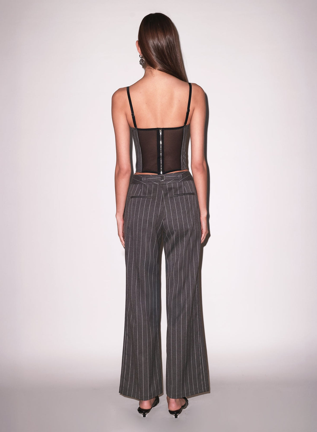 Dark Grey Pinstripe Maxwell Bustier - Fleur du Mal