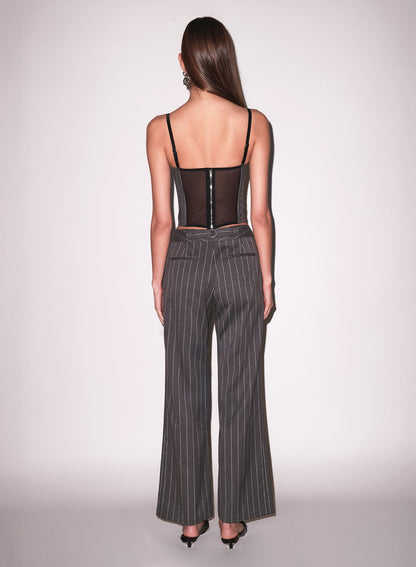 Dark Grey Pinstripe Maxwell Bustier - Fleur du Mal