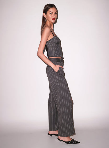 Dark Grey Pinstripe Maxwell Bustier - Fleur du Mal