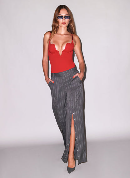 Dark Grey Pinstripe Maxwell Undo Me Pant - Fleur du Mal