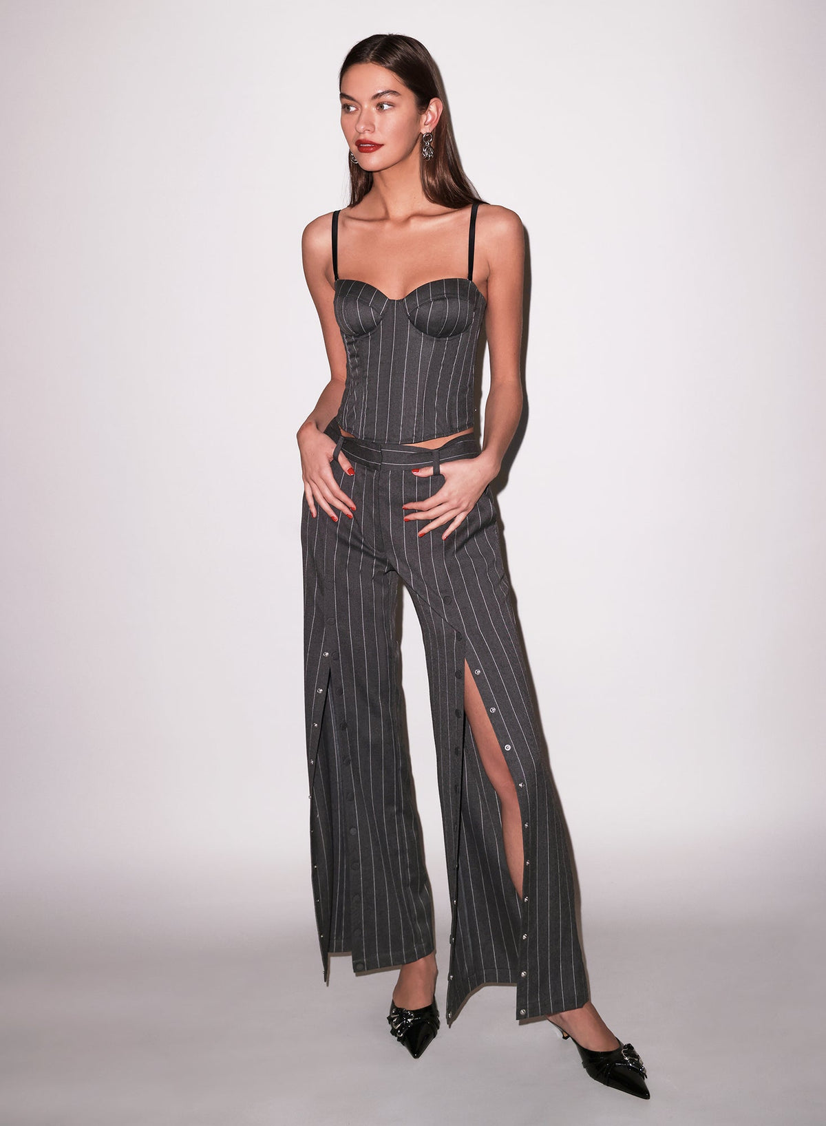 Dark Grey Pinstripe Maxwell Undo Me Pant - Fleur du Mal