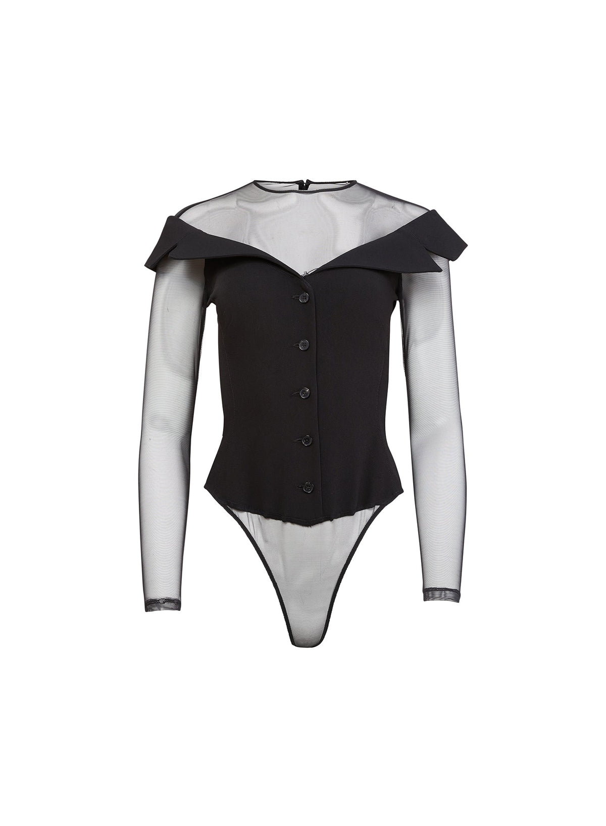 Black Cold Shoulder Tailored Bodysuit - Fleur du Mal