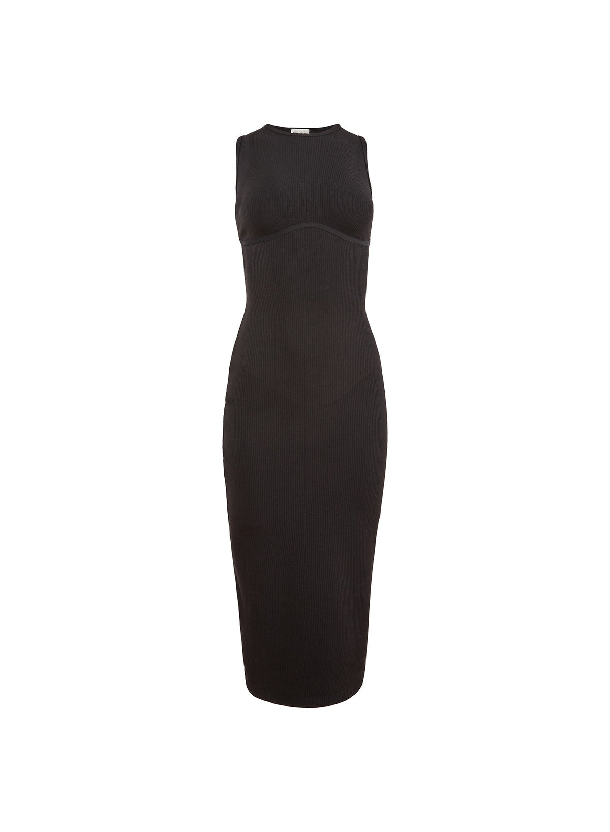 Black Hourglass Rib Midi Dress - Fleur du Mal