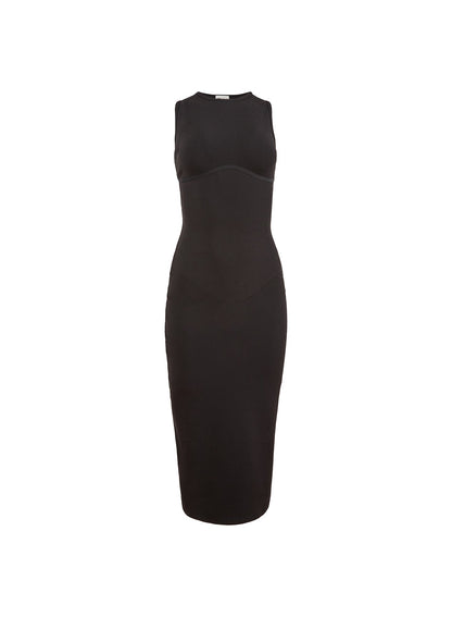 Black Hourglass Rib Midi Dress - Fleur du Mal