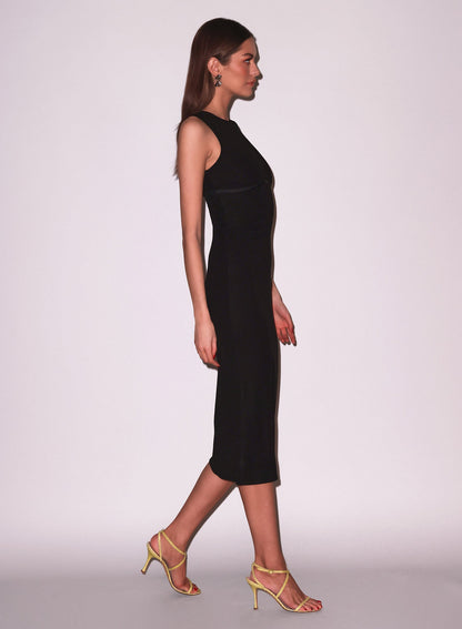 Black Hourglass Rib Midi Dress - Fleur du Mal